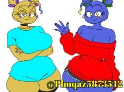 ! !! !? >:( 2025 2d 2d_(artwork) 2d_artwork 2females 2girls :) alternative_version anger big_thighs blue_breasts blue_hair blue_hair_female blue_skin blue_skinned_female blue_thighs cyan_shirt fat_thighs female giant_thighs gigantic_thighs huge_thighs ibispaint ibispaint_(artwork) ibispaintx jacket mundo_torajo o_mundo_do_torajo plmqaz587354 red_jacket shirt smiling smiling_at_viewer thigh watermark yellow_eyes yellow_eyes_female yellow_hair yellow_hair_female yellow_skin yellow_skinned_female zulmi zulmi_reversa