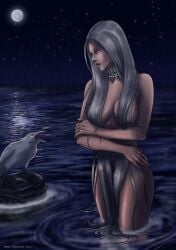 1animal 1girls 2020s 2023 a_song_of_ice_and_fire animal avian bathing_in_river bathing_outside collar convenient_censoring detailed_background duo female fire_and_blood full_moon game_of_thrones green_eyes hair_over_breasts hair_over_crotch house_targaryen human jewelry jota_saraiva lake long_hair looking_at_another moon moonlight night night_sky open_mouth parted_lips raven raven_(bird) red_eyes river shiera_seastar silver_hair sky star starry_sky stars thighs valyrian very_long_hair water wet wet_body wet_hair wet_skin white_raven