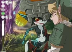 1boy1girl anal_juice animated anus body_markings body_writing breasts cowgirl_position cum cum_in_ass cum_in_pussy cum_inside dark-skinned_female dark_skin english english_text female female_focus front_view gameplay interspecies larger_male light-skinned_male light_skin looking_at_partner male open_mouth penetration petite petite_body petite_female pussy pussy_juice shortstack small_breasts smaller_female sound squirt squirting tagme text text_bubble video zelda_(twilight_princess)