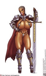 1girls bikini_armor blonde_female blonde_hair blue_eyes clothing female female_only human mnogobatko muscle muscular_female princess_knight_sigalda revealing_clothes short_hair skimpy_armor skimpy_clothes slutwr1ter solo sword tagme tan