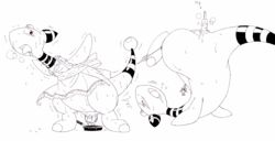 ampharos animal_genitalia apron bondage bound cloaca clothed_feral clothing egg egg_laying female feral food frying_pan monochrome nintendo pasaran pokemon pokemon_(species) popsicle pussy sketch sweat upside-down video_game