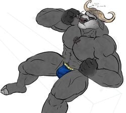 chief_bogo disney male male_only nipples pecs probablyboku rough_sketch solo underwear zdp zootopia