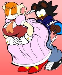 1boy 1girls anthro ass black_hair breasts brown_fur brown_hair bunny closed_eyes denizen1414 dress enizen1414 female female_focus furry gloves heels lagomorph lagomorph_humanoid large_ass large_breasts male milf mobian_(species) mother rabbit sega sonic_(series) sonic_the_hedgehog_(series) star star_(symbol) star_pupils tan_fur thick_thighs thighs twerk twerking vanilla_the_rabbit