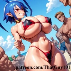 1girls ai_generated alternate_breast_size angry angry_expression angry_face annoyed annoyed_expression antenna_hair areola areolae beach bikini bimbo bimbo_body bimbofication bimbofied blue_hair blush blush_lines breasts breasts_bigger_than_head cameltoe choker clenched_hand clenched_teeth disgaea dutch_angle female female_focus from_side hourglass_figure huge_ass huge_breasts laharl laharl-chan long_ears looking_ahead looking_at_another male massive_ass massive_breasts micro_bikini multiple_boys muscular muscular_male navel nipple_bulge novelai outdoors outside patreon patreon_url patreon_username pointy_ears red_eyes rule_63 shiny_skin short_hair smile smirk surrounded surrounded_by_men sweat tgm101_(artist) thick_thighs thin_waist thong three-quarter_portrait wide_hips