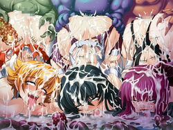 3girls 3monsters ahe_gao anal areolae bb blonde_hair blush breasts bukkake censored cleavage cum cum_inside cum_pool facial female femsub fishnets fucked_silly game_cg gangrape green_hair happy happy_sex igawa_asagi igawa_sakura kagami kunoichi large_breasts mind_break monster multiple_females multiple_girls multiple_rape multiple_subs naughty_face ninja nipples oboro_(taimanin_asagi) party_wipe pink_hair pleasure_rape purple_hair rape sex_slave taimanin_asagi voluptuous