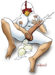 1futa 3_toes avian bird breasts chicken cum egg egg_laying futanari herm intersex milk penis plain_background pulsar simple_background solo solo_futa toes uncensored white_background