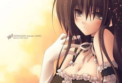 1girls arm_garter bow breasts brown_eyes brown_hair choker cleavage clothing cosplay elbow_gloves female frills genshiken gloves kore_ga_watashi_no_goshujin-sama kousaka_tamaki kousaka_tamaki_(cosplay) long_hair looking_at_viewer maid mole mole_under_eye mole_under_mouth oono_kanako solo to_heart_(series) to_heart_2 zinno