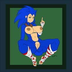 2016 anus areola big_breasts breasts erect_nipples female humanized mammal nipples pherociouseso pussy rule_63 solo sonic_(series) sonic_the_hedgehog sonique_the_hedgehog