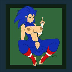 2016 anus areola big_breasts breasts erect_nipples female humanized mammal nipples pherociouseso pussy rule_63 solo sonic_(series) sonic_the_hedgehog sonique_the_hedgehog