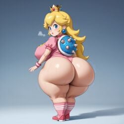 ai_generated big_breasts mario_(series) princess_peach shortstack wide_hips