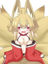 abs breasts cowgirl_position disgaea disgaea_5 fox_ears fox_girl fox_tail kimono kimono_open large_breasts muscular_male nine-tails_(disgaea) nippon_ichi_software