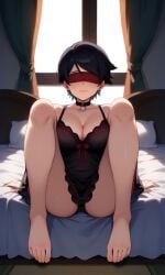 ai_generated aigeneratedp anime_girl barefoot blindfold boruto:_two_blue_vortex naruto nightgown sarada_uchiha