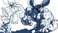 abs anal anal_sex balls biceps disney experiment_(species) furry_(artist) huge_muscles lilo_and_stitch male male_only muscular nude pecs penetration penis sketch stitch uncut