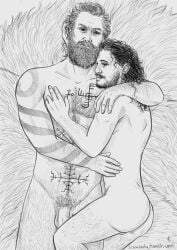 cuddling game_of_thrones gay jon_snow louhetar male male/male male_only tormund_giantsbane