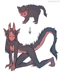 demon demon_girl feral hairy half-demon kitten teenager