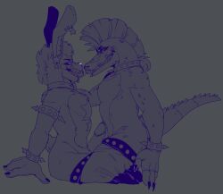 2022 2boys 2males after_kiss anthro anthro_focus anthro_on_anthro anthro_only bodypaint bow_tie bowtie bracelet bracelets claws digital_drawing_(artwork) digital_media_(artwork) drool drool_string drooling_tongue duo duo_focus ear_piercing ear_ring earrings facepaint fangs five_nights_at_freddy's five_nights_at_freddy's:_security_breach furry furry_male furry_only gay glamrock_bonnie_(fnaf) glans glans_piercing hair long_ears long_tail male male/male male_anthro male_focus male_only mohawk mohawk_(hairstyle) monteddyonnie montgomery_gator_(fnaf) pants pants_down partially_clothed partially_clothed_male penile penis penis_out penis_rub penis_rubbing_against_penis pierced_ears pierced_genitals pierced_penis piercing piercings saliva saliva_trail scottgames sharp_teeth smile smiley_face smiling spiked_bracelet steel_wool_studios tail tongue tongue_kiss tongue_out tongue_piercing