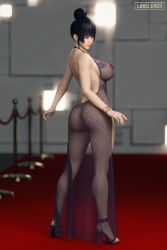 3d black_hair busty dead_or_alive female female_focus female_only high_heels hourglass_figure long_hair loveluv69 nyotengu pinup pinup_pose tagme wide_hips