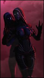 3d 3d_(artwork) alien alien_girl alien_humanoid breast_grab breasts_out female/female foab30 grabbing_from_behind mass_effect quarian yuri