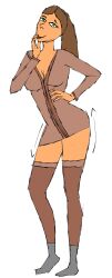 female female_only hand_on_chin hip_tilt minecraft safe_for_work tan_body thick_thighs villager_(minecraft)