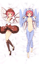 animal_ears bird_wings bow brooch clothes color dakimakura dress earrings female hair hat headgear humanoid jewelry kyuri_(405966795) long_sleeves looking_at_viewer mob_cap mystia_lorelei open_mouth pink_hair puffy_sleeves purple_eyes touhou wings