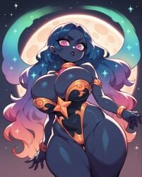 1girls ai_generated big_breasts breasts cosmic_hair female female_only goddess original rocksolidart solo solo_female thick_thighs very_long_hair wide_hips