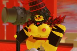 1girls 3d armor bandages bigger_female black_hair blush bucket doombringer_(the_battle_bricks) female genderswap_(mtf) grey_body hammer roblox roblox_game robloxian rule_63 self_upload sex size_difference the_battle_bricks tumore wompwompsad yellow_body