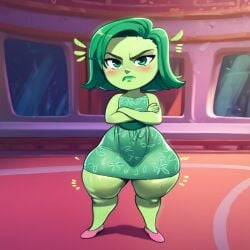 ai_generated disgust_(inside_out) inside_out repartz small_breasts thick_thighs