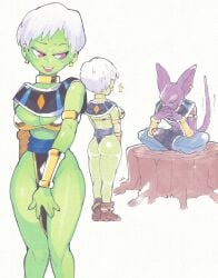 alien anthro ass beerus big_ass big_breasts big_butt big_penis breasts butt_cheeks cheelai dragon_ball dragon_ball_super erect_tail erection erection_under_clothes female inkerton-kun inkuusan male panties penis pitching_a_tent sexy_dress sexy_outfit thong