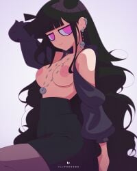 black_goo black_hair edith_(fliphrrr) flipherrrr fliphrrr original original_character pink_eyes thick_ass very_long_hair