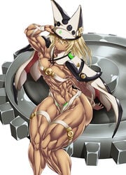 blonde_hair breasts extreme_muscles female guilty_gear looking_at_viewer muscle muscular_female purukogi_(plasma_beach) ramlethal_valentine simple_background