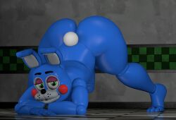 1boy 3d 3d_(artwork) amiafurryoraminotidkk animatronic ass ass big_ass big_butt five_nights_at_freddy's five_nights_at_freddy's_2 jack-o_pose male male_only penis stretching thick_thighs thighs toy_bonnie_(fnaf)