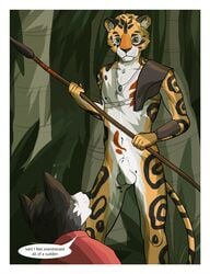 animal_genitalia canine comic duo edesk feline husky jaguar male male_only mammal melee_weapon nude polearm sheath sisco_(artist) spear weapon