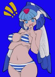 ! 1girls blue_eyes blush buzzlyears fairy_leviathan female helmet mega_man mega_man_zero robot robot_girl robot_humanoid solo solo_female striped_undwear sweatdrop tears underwear