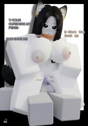 1boy 1girls 3d big_breasts black_background black_hair black_tail blender_(software) blender_cycles blush cher924 collar exposed_breasts female fox_ears fox_girl fully_nude hand_on_hip male penetration pussy_juice riding_penis roblox robloxian self_upload shadow sitting_on_person watermark white_skin