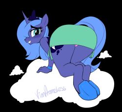 alicorn ass bent_over dress embarrassed looking_back my_little_pony panties princess_luna_(mlp) skirt tagme upskirt vimhomeless