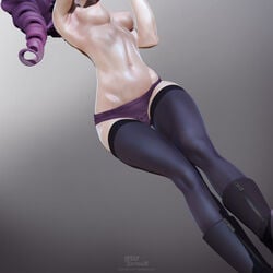 3d borrowed_character female leslyzerosix purple_hair solo zone-tan