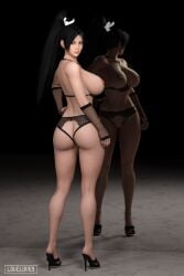 3d black_hair busty dead_or_alive fatal_fury female female_focus female_only high_heels hourglass_figure king_of_fighters long_hair loveluv69 mai_shiranui pinup pinup_pose snk tagme wide_hips