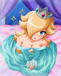 1girls animated bare_shoulders big_breasts bimbo blonde_hair blue_eyes blush breasts busty cleavage condom condom_in_mouth crown cum cum_on_body cum_on_breasts cum_on_hair cum_on_upper_body dress facial female hair_over_one_eye huge_breasts long_hair looking_at_viewer mario_(series) mouth_hold nail_polish naughty_face nintendo princess_rosalina sigurdhosenfeld sitting slideshow smile solo super_mario_galaxy undressing