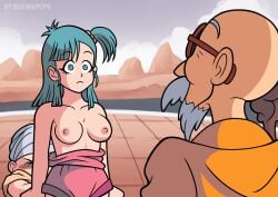 1girls 2boys bulma bulma_(dragon_ball) bulma_briefs dragon_ball_(classic) krillin kuririn master_roshi muten_roushi nsfwapepu old_man tagme teacher_and_student