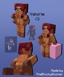:3 accurate_art_style alternative_version_available blocky_body cubic_body cubic_breasts futa_focus futanari holding_breast holding_breasts masturbation minecraft minecraft_dungeons self_upload squatting tagme theblockygooner valorie_(minecraft_dungeons)