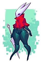 1girls 2_horns alternate_body_type alternate_breast_size arthropod artist_name big_ass big_breasts big_butt black_body black_skin breasts bubble_ass bubble_butt bug bug_girl female female_only fwingers hollow_knight hornet_(hollow_knight) large_ass large_breasts large_butt silksong