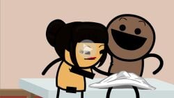 accurate_art_style asian censor_bar censored covered_penis cyanide_and_happiness dark-skinned_male edit fake_play_button fake_video female hair_bun happy_ending male massage_table masturbation parody penis play_button race_edit race_swap tagme towel webcomic