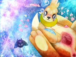 4:3 absurd_res anus ass blush buizel digital_media_(artwork) female feral fur generation_4_pokemon genitals hi_res looking_at_viewer mammal mr._fs multi_nipple mustelid nintendo nipples orange_body pokemon pokemon_(species) solo spread_vulva spreading tail underwater vulva water