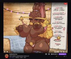 2025 4_eyes ambiguous_gender anthro arachnid areola arthropod assisted_exposure big_areola big_breasts big_nipples blue_eyes blush breasts brown_body brown_hair choker clothing english_text eyelashes female feral fur generation_4_pokemon generation_5_pokemon genitals grey_sclera group hair hay heart_symbol hi_res huge_areola huge_breasts huge_nipples jewelry joltik lagomorph livestream lonny_(mrdirtandgrime) lopunny mammal marker milestone montgomery_glands mrdirtandgrime multi_eye navel necklace nintendo nipples panties pink_eyes pokemon pokemon_(species) presenting presenting_breasts pubes string tail teeth text underwear undressing undressing_another vulva yellow_body yellow_fur