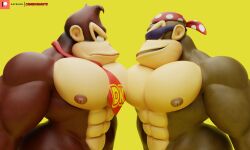 2boys ass big_ass big_butt camseven donkey_kong donkey_kong_(series) funky_kong gay male male/male male_only monkey muscular muscular_male no_visible_genitalia non-human non-human_only pecs pecs_touching