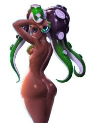 ass breasts completely_nude completely_nude_female covered_nipples covering_breasts female koharuno2 marina_(splatoon) marina_ida octoling octoling_girl splatoon splatoon_(series) splatoon_2 splatoon_2:_octo_expansion splatoon_3:_side_order tagme tentacle_hair