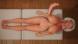 3d 3d_(artwork) breasts_apart cat_ears cat_tail catgirl closed_eyes face_markings feet female female_only final_fantasy_xiv fingernails front_view full_body gpose_(ffxiv) massage_table massive_breasts milf nipples nude nude_female oc original_character pink_eyes pink_hair pubic_hair pussy relaxing shiori_rosebrace srosebrace srosebrace_copyright sweaty sweaty_body tail thick_thighs toenail_polish toenails viewed_from_above