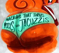 animal_crossing anthro ass big_butt big_tail bodily_fluids brown_hair buckteeth butt_focus curled_tail fur hair hazel_(animal_crossing) hi_res huge_butt huge_thighs mammal musk musk_clouds nintendo open_mouth orange_body orange_fur ota_(artist) pink_tongue rear_view rodent sciurid sweat sweaty_butt tail teeth thick_thighs tongue tree_squirrel