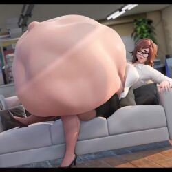 3d animation big_breasts blender breasts fat giant_belly hyper_belly hyper_pregnancy mei_(overwatch) office office_lady plaguefatty post_vore solo sound tagme unbirth video vore vore_belly