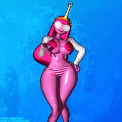 3d adventure_time bikini bikini_top bonnibel_bubblegum breasts coat crown glasses gold_crown happy inviting jewelry lab_coat looking_at_viewer mismatched_bikini panties pink_areola pink_areolae pink_bikini pink_bikini_top pink_body pink_breasts pink_hair pointing_at_viewer princess_bubblegum sheeple3d smile smiling_at_viewer striped_panties striped_underwear white_coat wide_smile